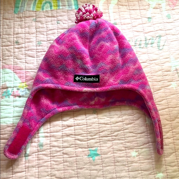 Columbia Kids Fleece Beanie in Pink and Purple - Picture 1 of 2